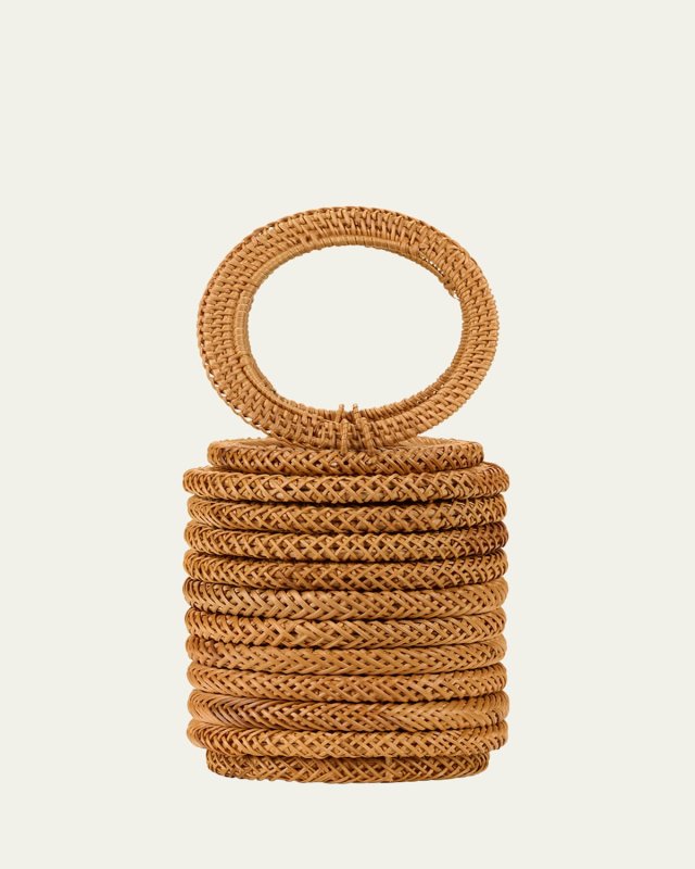 Yasmina Rattan Ring Top-Handle Bag